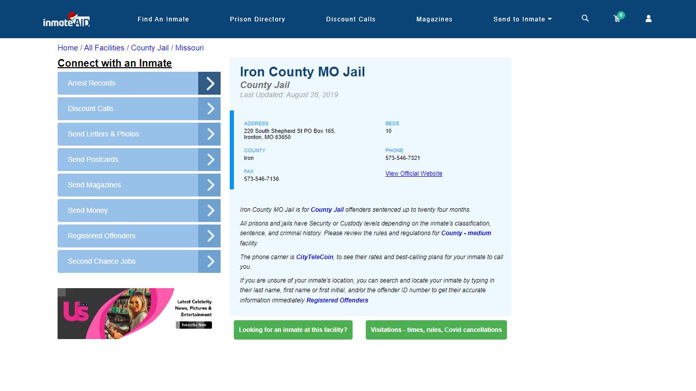 Iron County MO Jail - Inmate Locator - Ironton, MO