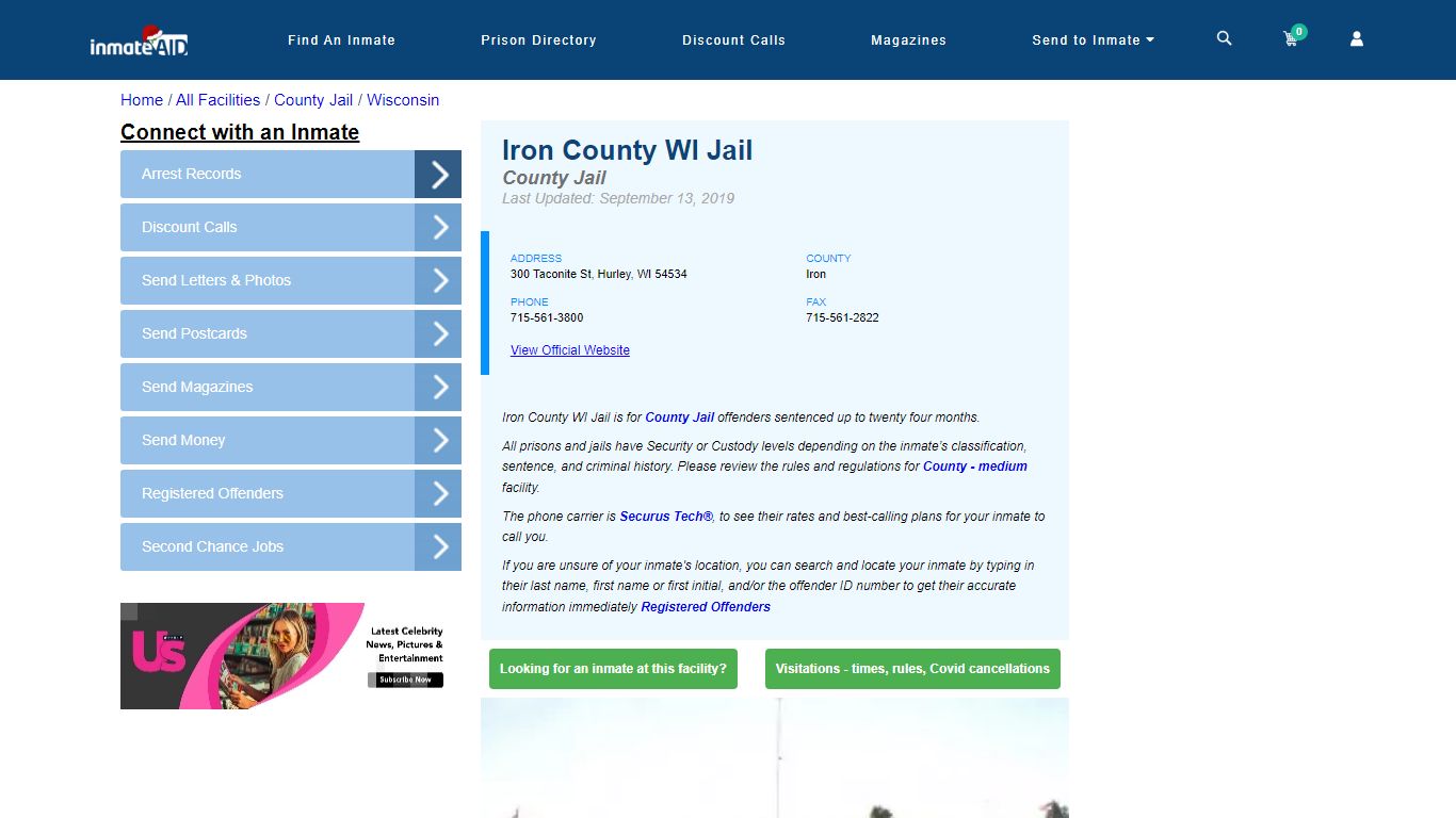 Iron County WI Jail - Inmate Locator - Hurley, WI